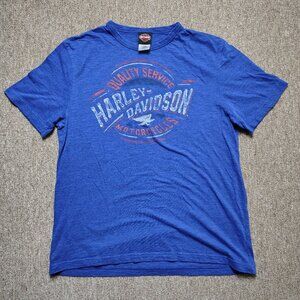 HARLEY DAVIDSON T-Shirt Men L Heather Blue Laconia NH Dealership Graphic Tee